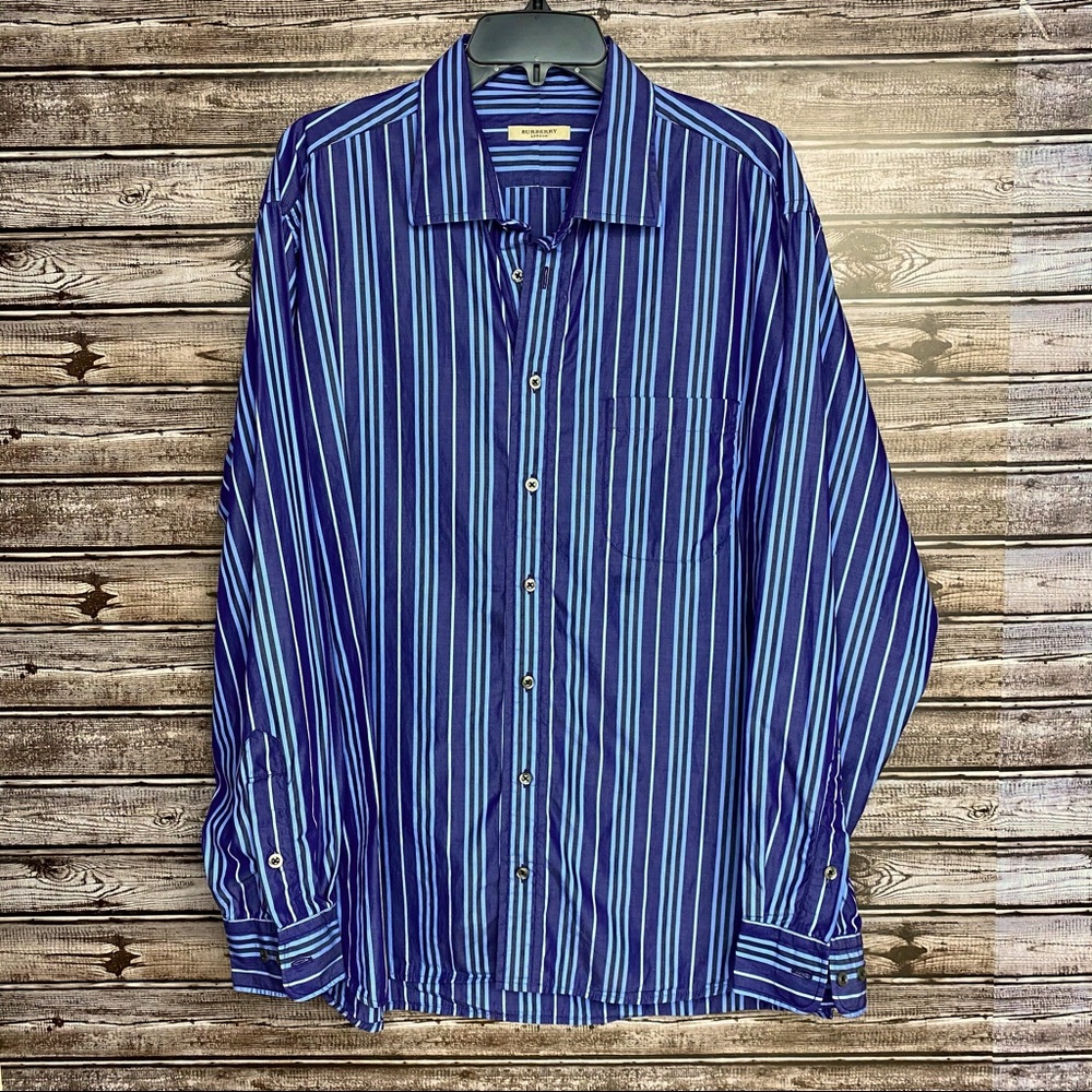 Burberry Blue and Light Blue Striped Men’s Shirt